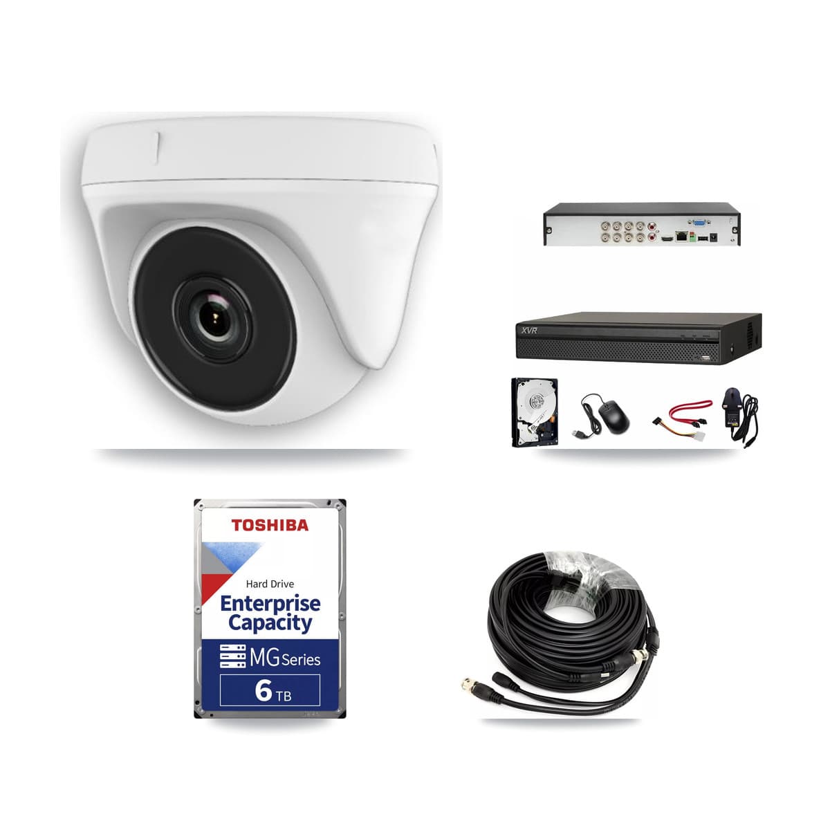 Dahua 8-Channel 2MP CCTV Kit — 4 Dome Cameras + 6TB Recording