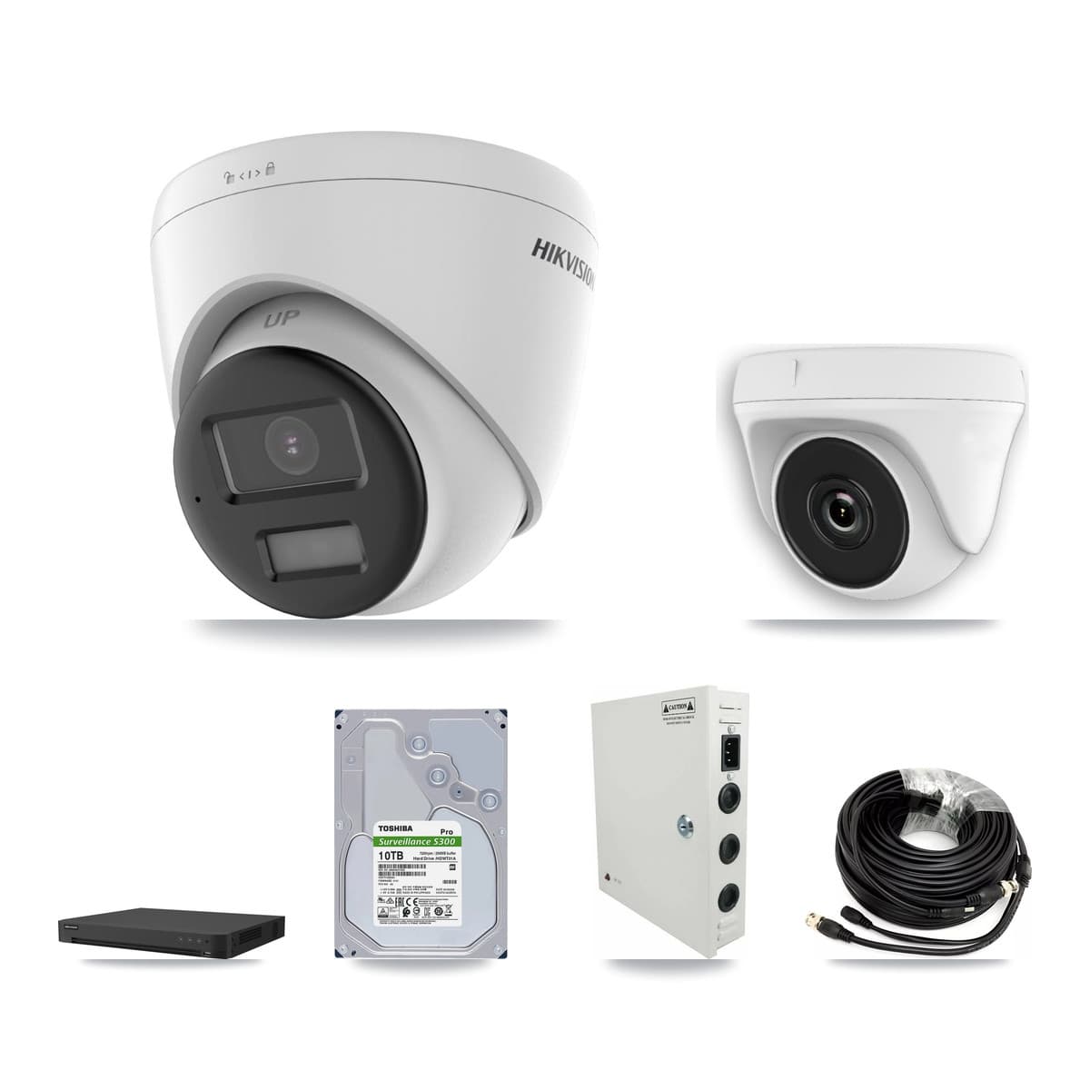 Hikvision 16-Channel 2MP – 4K CCTV Kit — 13 DS-2CE78U0T 4K Turret + 1 White HDT-2MP-N20W 2MP Dome Cameras + 10TB Recording - Image 1