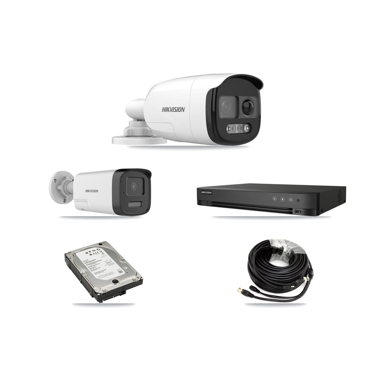 Hikvision 4-Channel 5MP CCTV Kit — 2 DS-2CE12KF3T + 2 DS-2CE17K0T Bullet Cameras + 5TB Recording (IDS-7204HUHI Recorder)