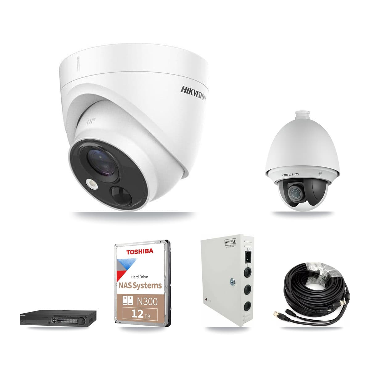 Hikvision 32-Channel 2MP – 5MP CCTV Kit — 1 2MP PTZ + 19 5MP Turret Cameras + 2× 12TB Recording (IDS-7332HUHI Recorder) - Image 1