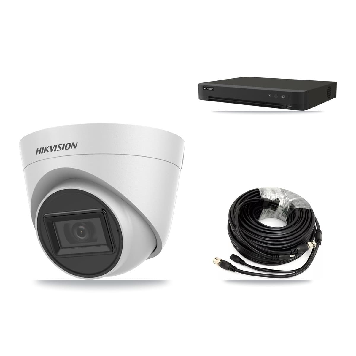 Hikvision 8-Channel 5MP CCTV Kit — 1 White DS-2CE78H0T-IT3FS Turret Camera + 3TB Recording (IDS-7208HUHI-M1/XT Recorder) - Image 1