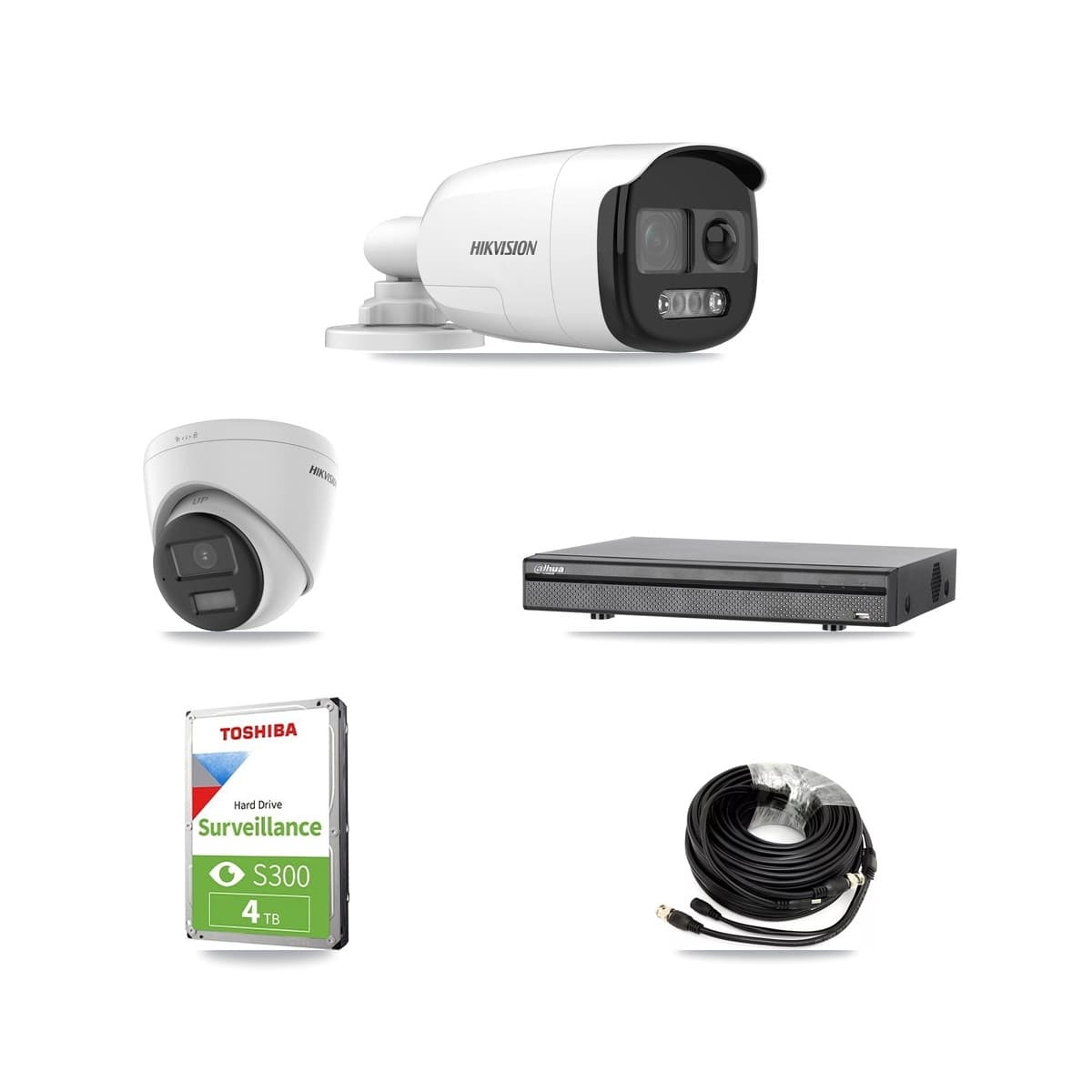 Hikvision & Dahua 8-Channel 5MP – 4K CCTV Kit — 1 DS-2CE12KF3T 5MP Bullet + 1 DS-2CE78U0T 4K Turret Cameras + 4TB Recording (DH-XVR5108H Recorder) - Image 1