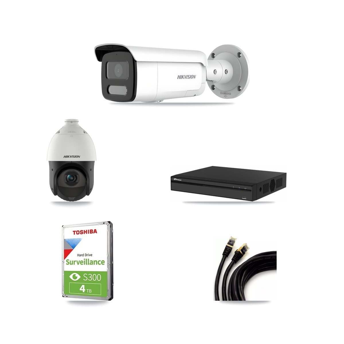 Hikvision & Prolux 4-Channel 4MP CCTV Kit — 1 Bullet + 1 PTZ Cameras + 4TB Recording