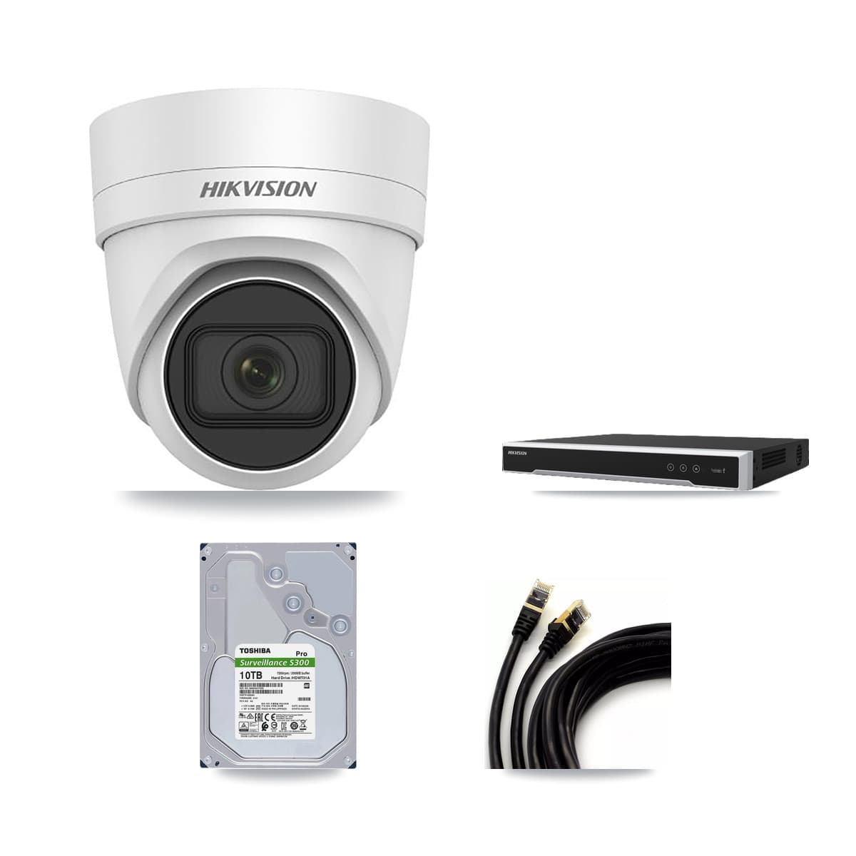 Hikvision 8-Channel 4K CCTV Kit — 8 DS-2CD2H83G0 Turret Cameras + 2× 10TB Recording