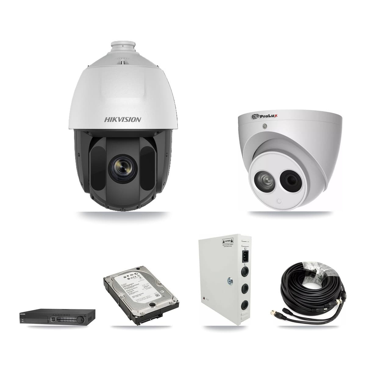 Hikvision & Prolux 32-Channel 2MP – 4MP CCTV Kit — 21 DS-2AE5225TI 2MP PTZ + 1 PXC-612C4W-A 4MP Turret Cameras + 3× 5TB Recording - Image 1