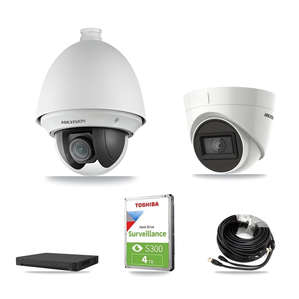 Hikvision 16-Channel 2MP – 4K CCTV Kit — 1 DS-2AE4225T 2MP PTZ + 1 DS-2CE78U1T 4K Turret Cameras + 4TB Recording - Image 1
