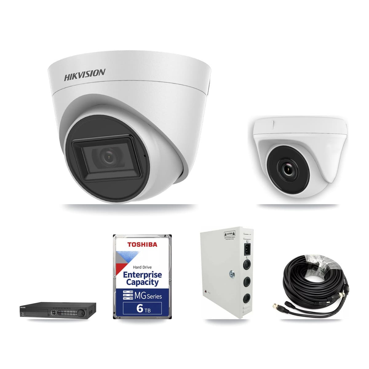 Hikvision 32-Channel 2MP – 5MP CCTV Kit — 11 White 5MP Turret + 5 White 2MP Dome Cameras + 3× 6TB Recording (DS-7332HQHI Recorder)
