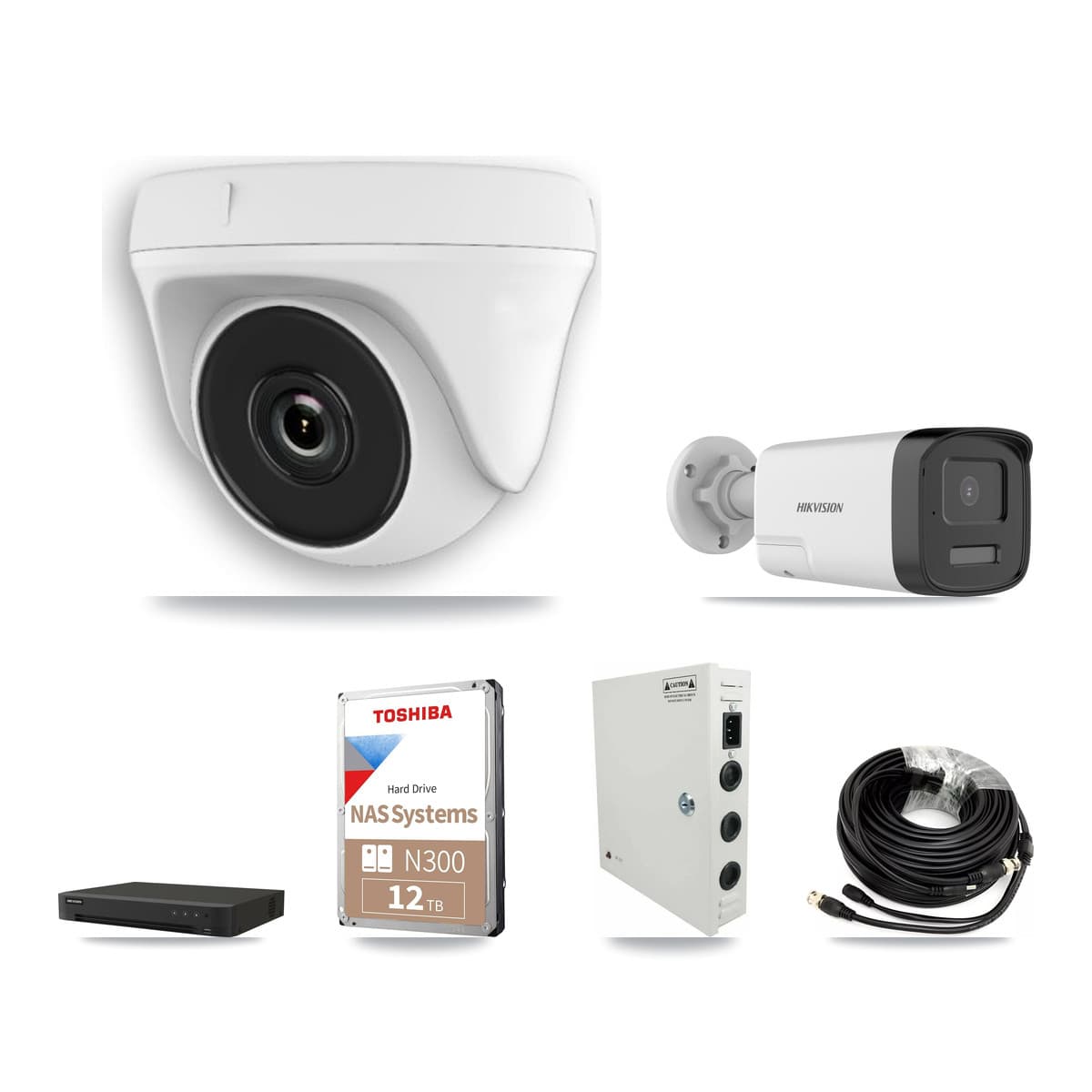 Hikvision 16-Channel 2MP – 5MP CCTV Kit — 1 5MP Bullet + 15 White 2MP Dome Cameras + 12TB Recording (IDS-7216HQHI Recorder) - Image 1