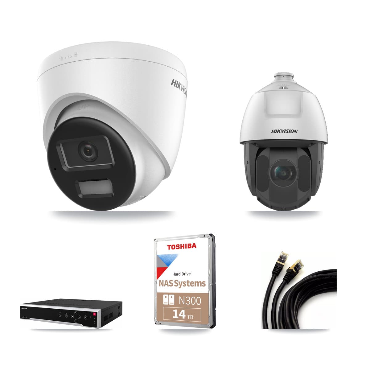 Hikvision 32-Channel 2MP – 4K CCTV Kit — 5 4K Turret + 1 2MP PTZ Cameras + 14TB Recording - Image 1