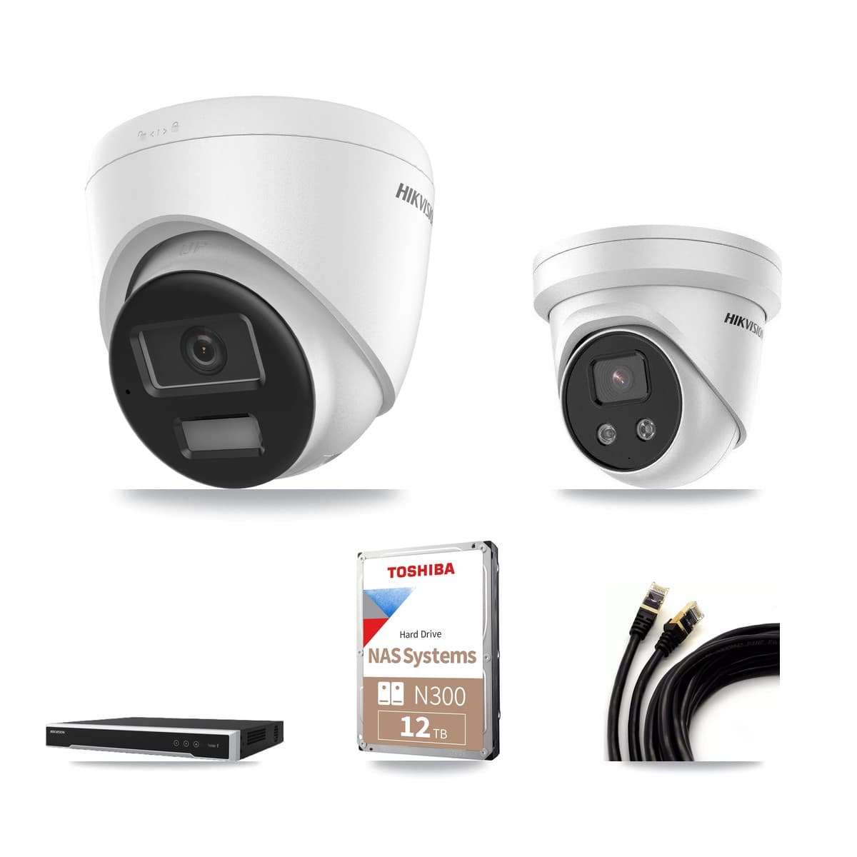 Hikvision 8-Channel 5MP – 4K CCTV Kit — 3 4K + 3 5MP Turret Cameras + 12TB Recording