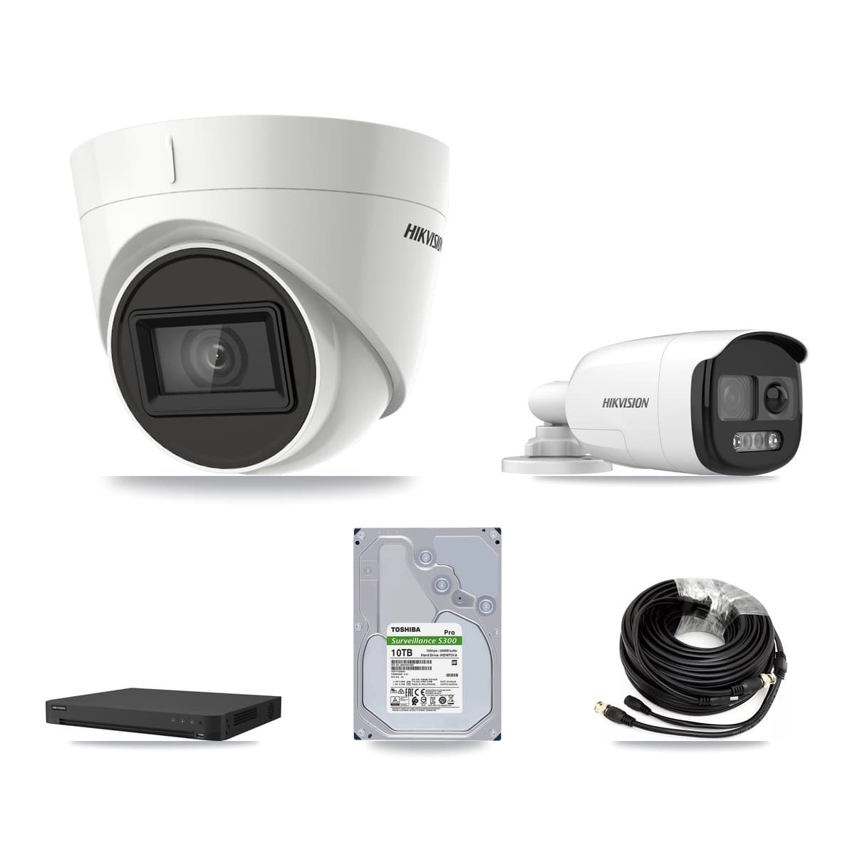 Hikvision 16-Channel 5MP – 4K CCTV Kit — 1 DS-2CE12KF3T 5MP Bullet + 7 DS-2CE78U1T 4K Turret Cameras + 2× 10TB Recording