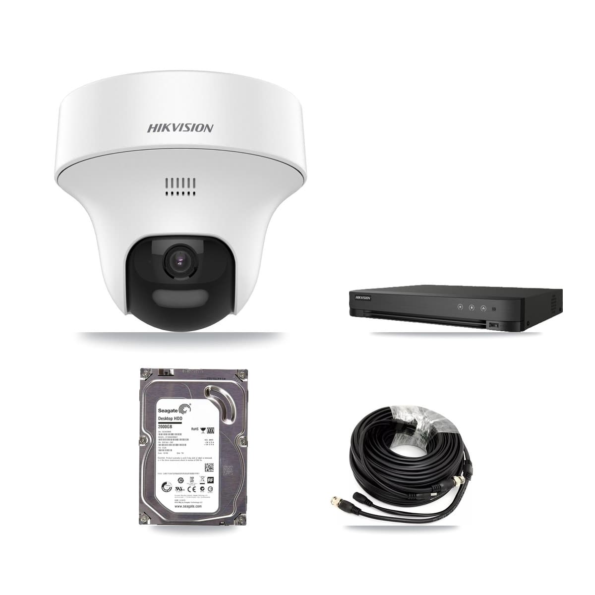 Hikvision 8-Channel 5MP CCTV Kit — 1 DS-2CE70K0T Turret Camera + 2TB Recording (IDS-7208HQHI Recorder)