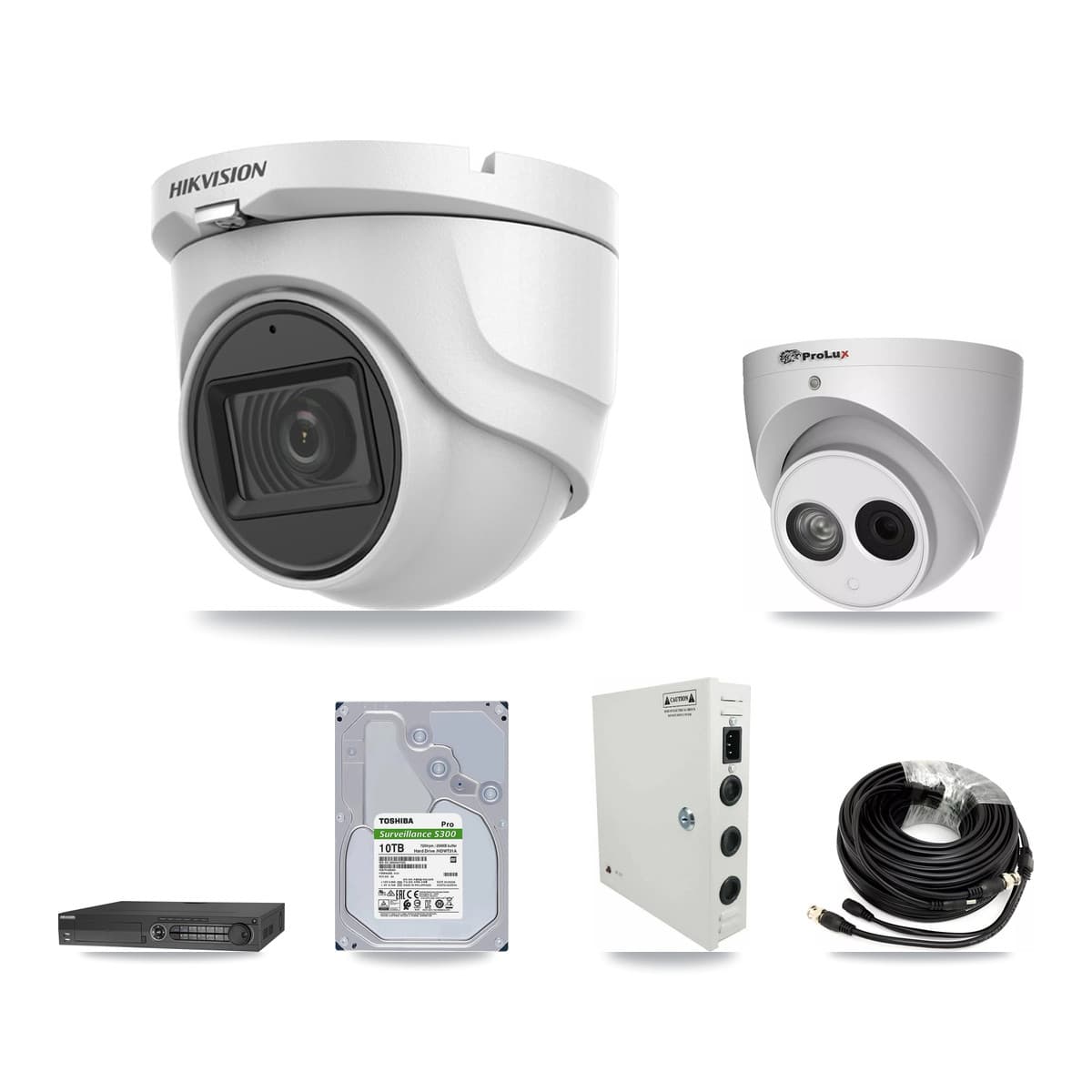 Hikvision & Prolux 32-Channel 4MP – 5MP CCTV Kit — 16 5MP + 16 4MP Turret Cameras + 4× 10TB Recording - Image 1