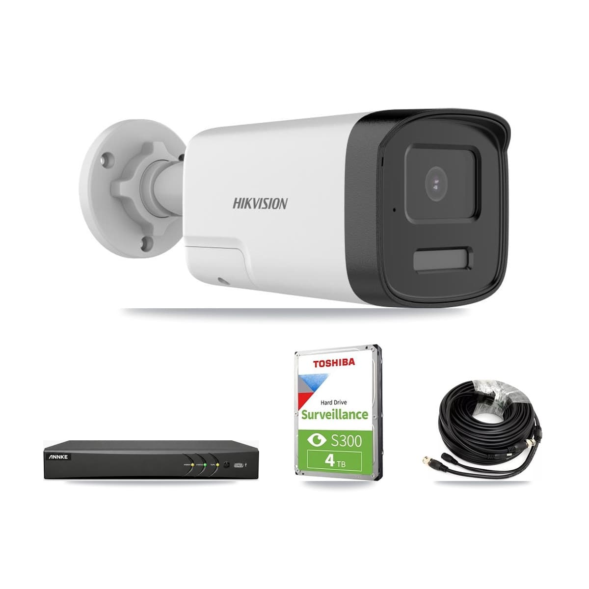 Hikvision & ANNKE 4-Channel 5MP CCTV Kit — 3 DS-2CE17K0T Bullet Cameras + 4TB Recording - Image 1