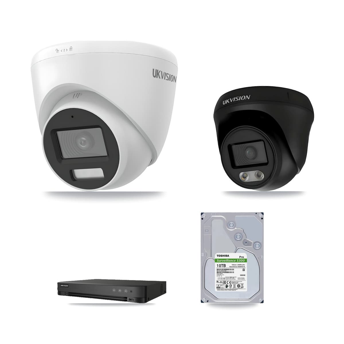 Hikvision 8-Channel 4K CCTV Kit — 3 UKVISION Cameras + 10TB Recording (IDS-7208HUHI Recorder)