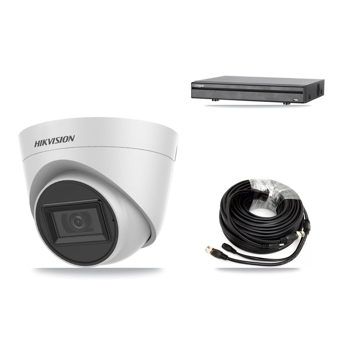 Hikvision & Dahua 8-Channel 5MP CCTV Kit — 6 White Turret Cameras + 8TB Recording (DH-XVR5108H Recorder) - Image 1
