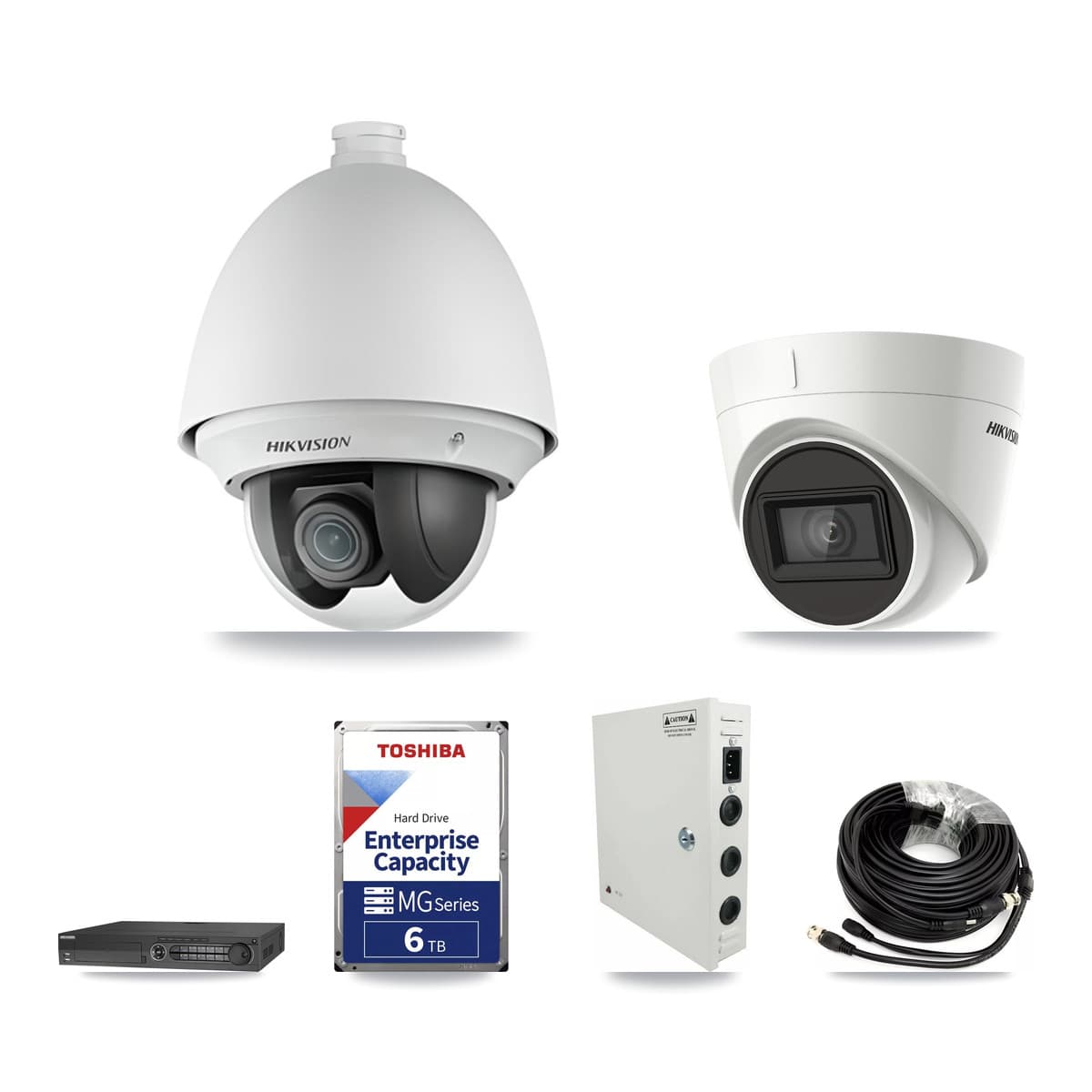 Hikvision 32-Channel 2MP – 4K CCTV Kit — 23 DS-2AE4225T 2MP PTZ + 1 DS-2CE78U1T 4K Turret Cameras + 3× 6TB Recording