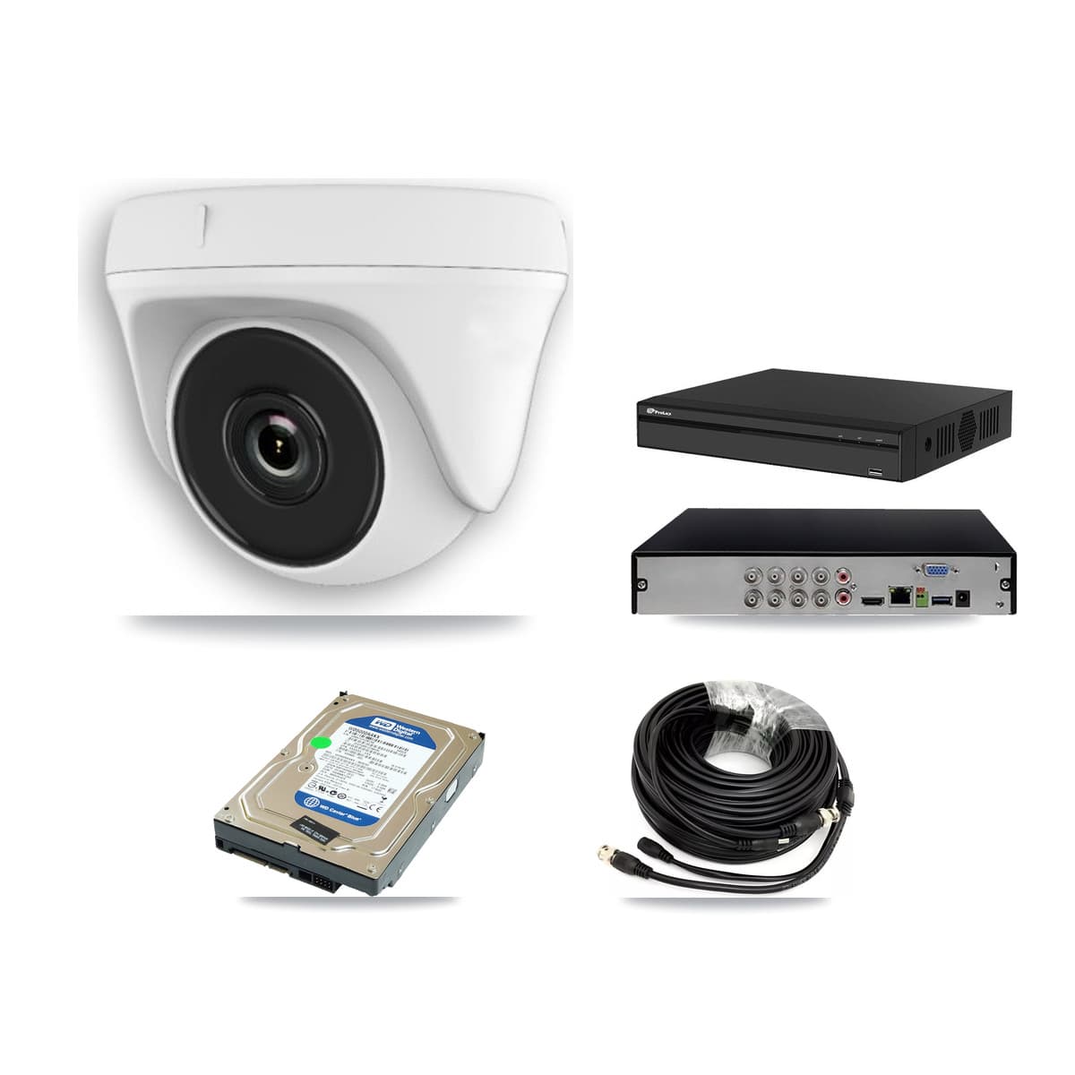 Prolux 8-Channel 2MP CCTV Kit — 1 White Dome Camera + 500GB Recording (PXD-5108HS Recorder)