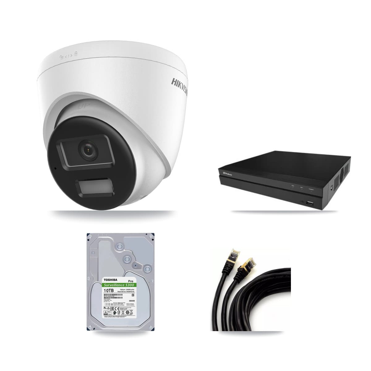 Hikvision & Prolux 16-Channel 4K CCTV Kit — 10 DS-2CD1383G2-LIU Turret Cameras + 2× 10TB Recording (PXN-5216-16P-4KS2E Recorder) - Image 1