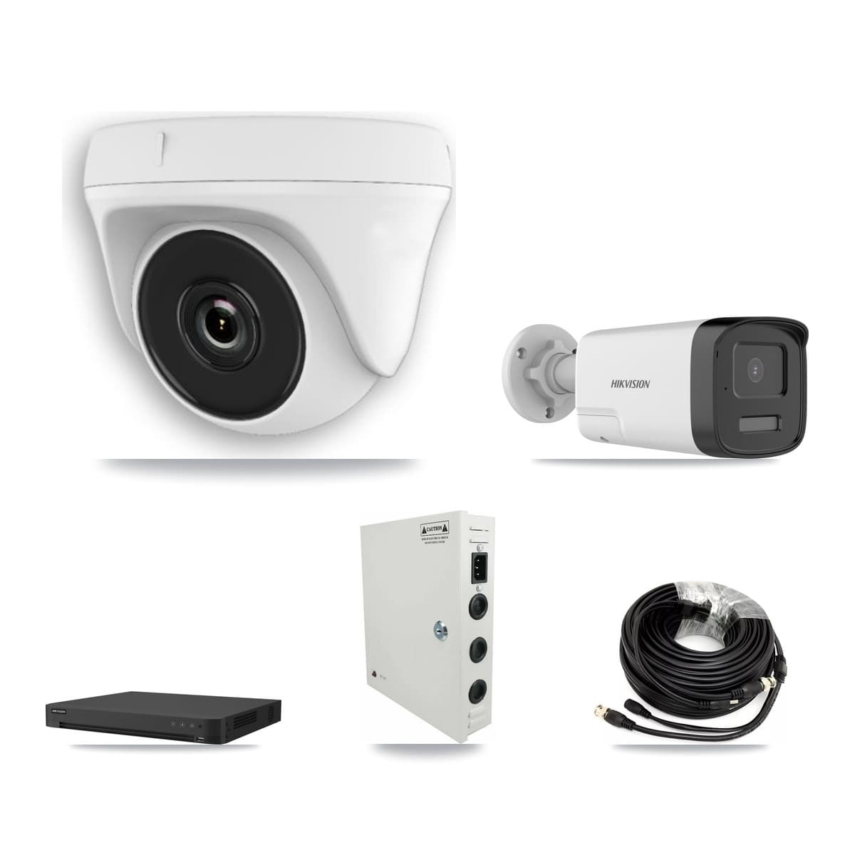 Hikvision 32-Channel 2MP – 5MP CCTV Kit — 1 DS-2CE17K0T 5MP Bullet + 25 White HDT-2MP-N20W 2MP Dome Cameras + 2× 8TB Recording - Image 1