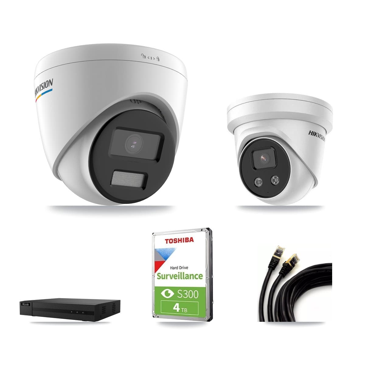 Hikvision & HiLook 8-Channel 2MP – 5MP CCTV Kit — 2 2MP + 2 5MP Turret Cameras + 4TB Recording (NVR-108MH-D Recorder) - Image 1