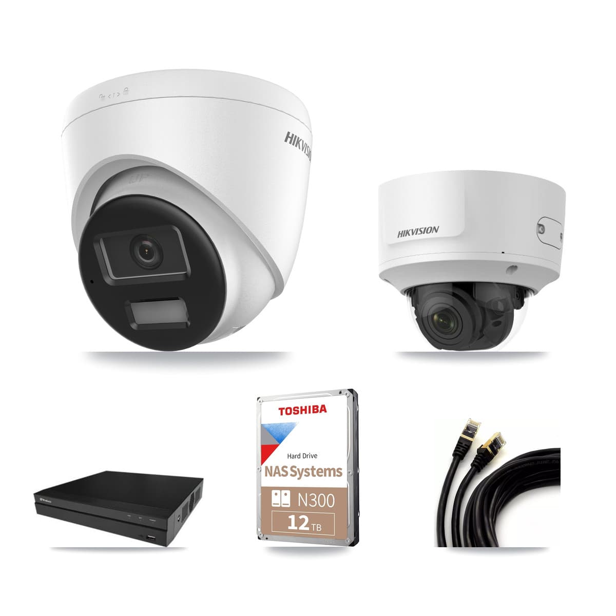 Hikvision & Prolux 16-Channel 2MP – 4K CCTV Kit — 4 4K Turret + 2 2MP Dome Cameras + 12TB Recording