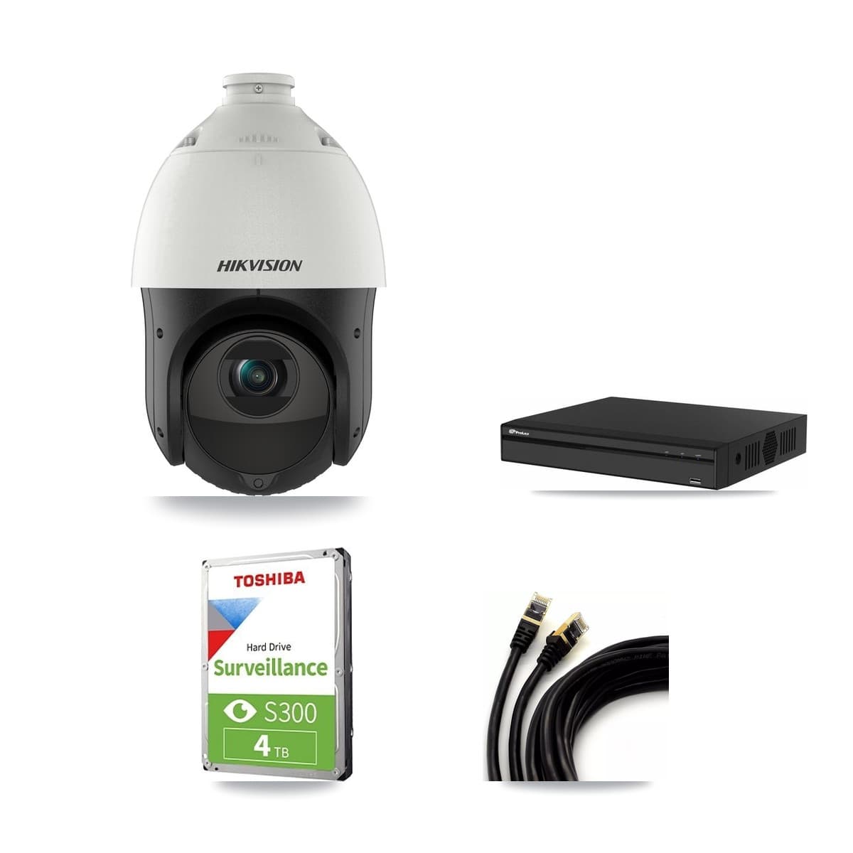 Hikvision & Prolux 4-Channel 4MP CCTV Kit — 3 DS-2DE4425IW PTZ Cameras + 4TB Recording - Image 1