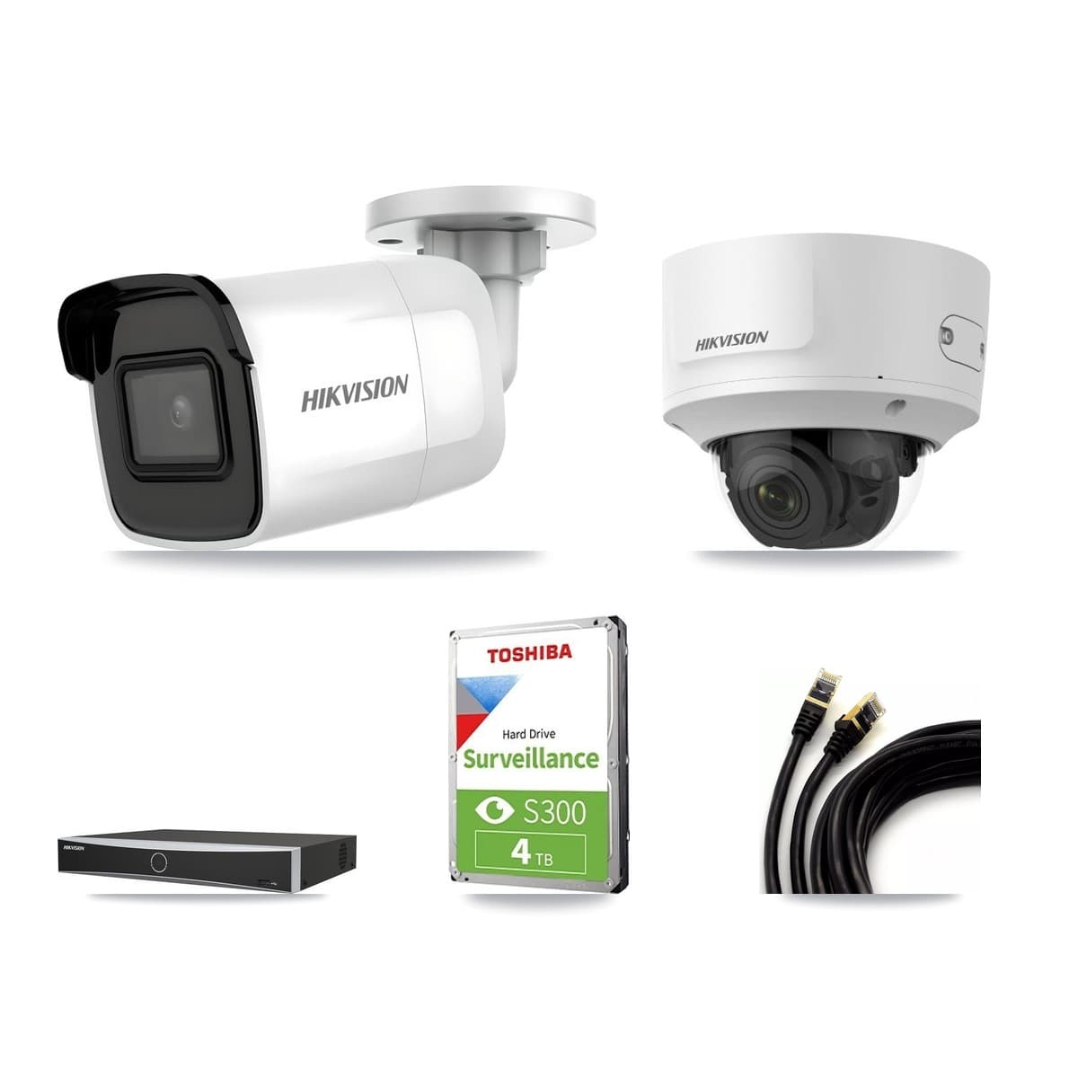 Hikvision 4-Channel 2MP – 4K CCTV Kit — 1 4K Bullet + 1 2MP Dome Cameras + 4TB Recording