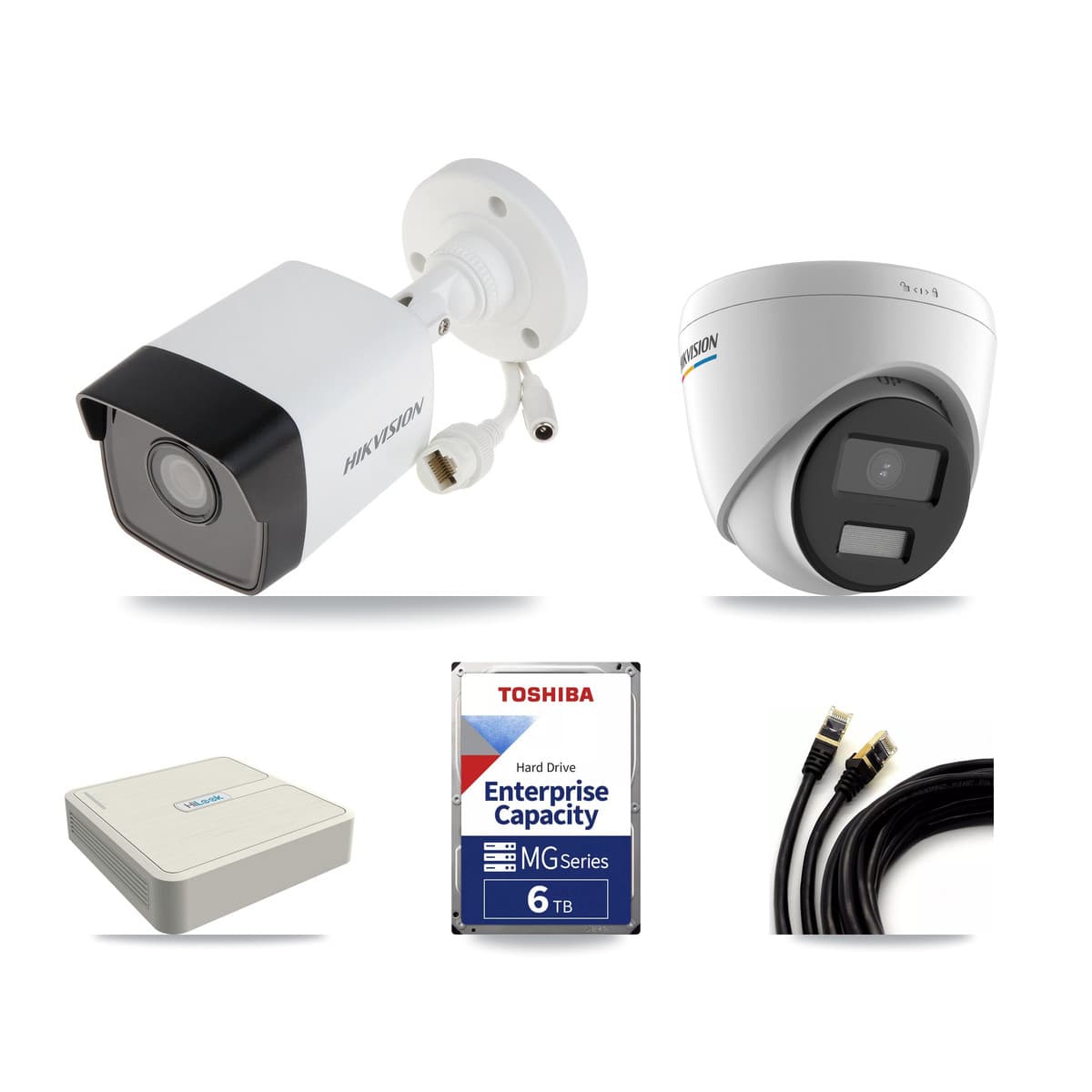 Hikvision & HiLook 8-Channel 2MP – 5MP CCTV Kit — 3 5MP Bullet + 3 2MP Turret Cameras + 6TB Recording (NVR-108H-D Recorder) - Image 1