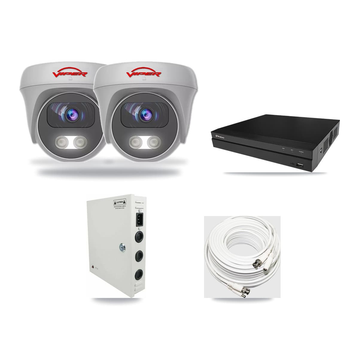 Viper & Prolux 8-Channel 5MP CCTV Kit — 2 White Cameras + 3TB Recording (PXD-5208AN Recorder) - Image 1