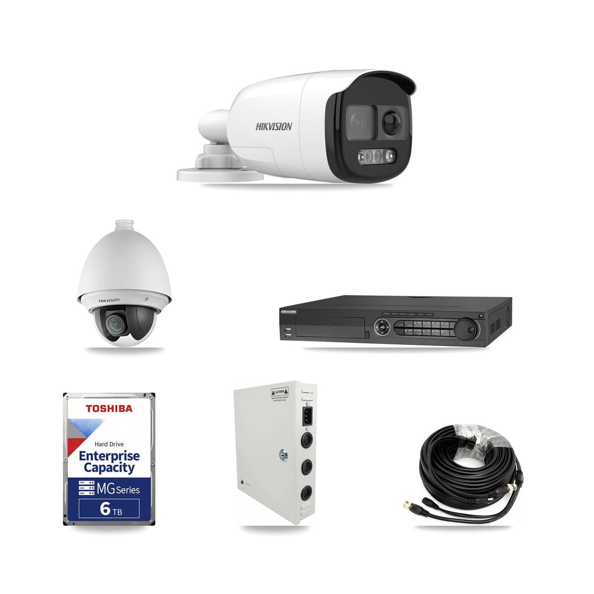 Hikvision 32-Channel 2MP – 5MP CCTV Kit — 3 DS-2AE4225T 2MP PTZ + 8 DS-2CE12KF3T 5MP Bullet Cameras + 2× 6TB Recording