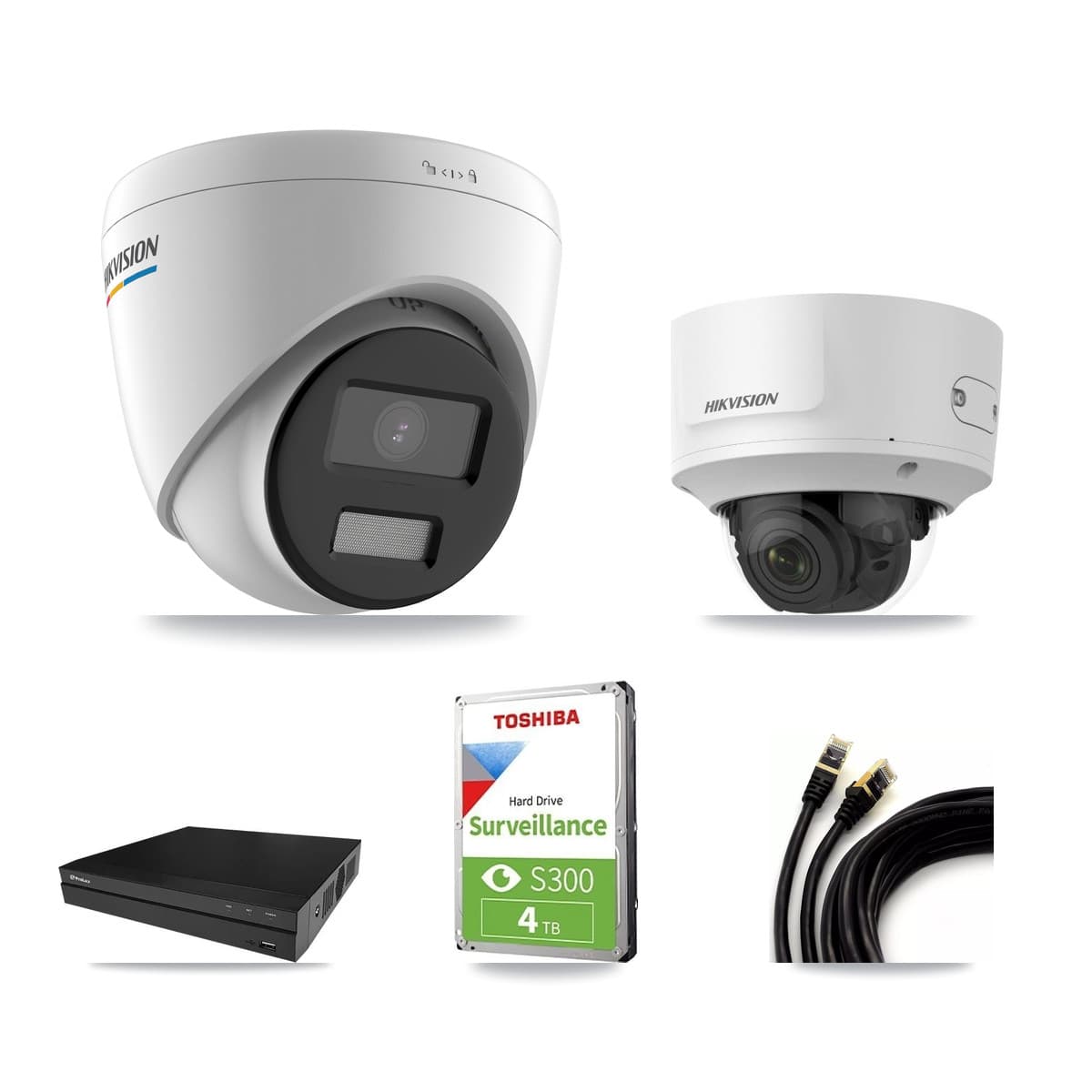 Hikvision & Prolux 8-Channel 2MP CCTV Kit — 5 Turret + 1 Dome Cameras + 4TB Recording