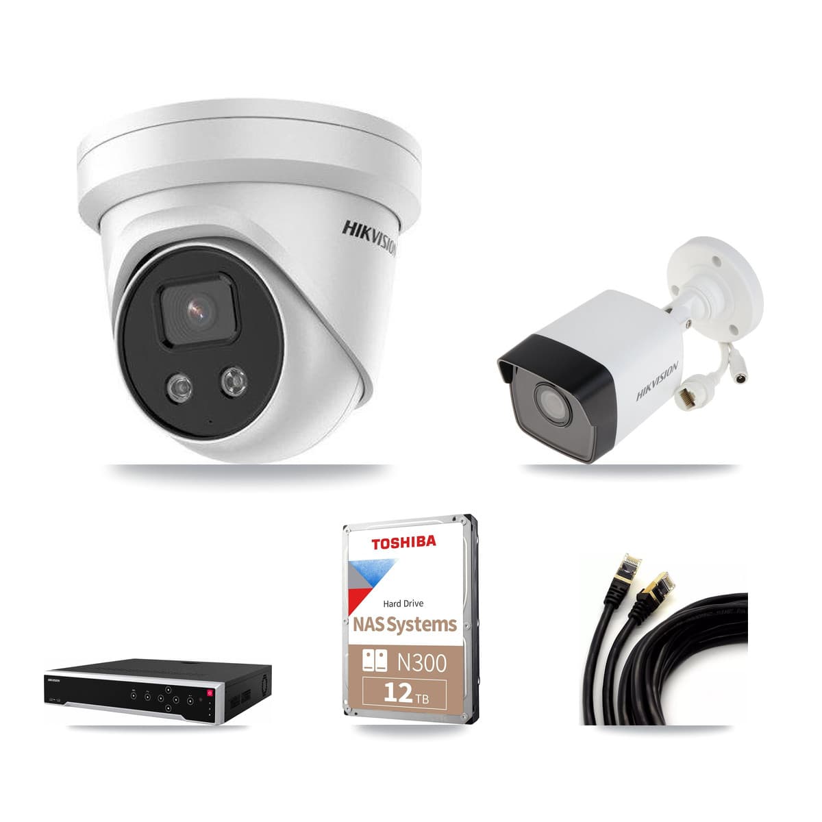 Hikvision 32-Channel 5MP CCTV Kit — 1 Bullet + 16 Turret Cameras + 2× 12TB Recording