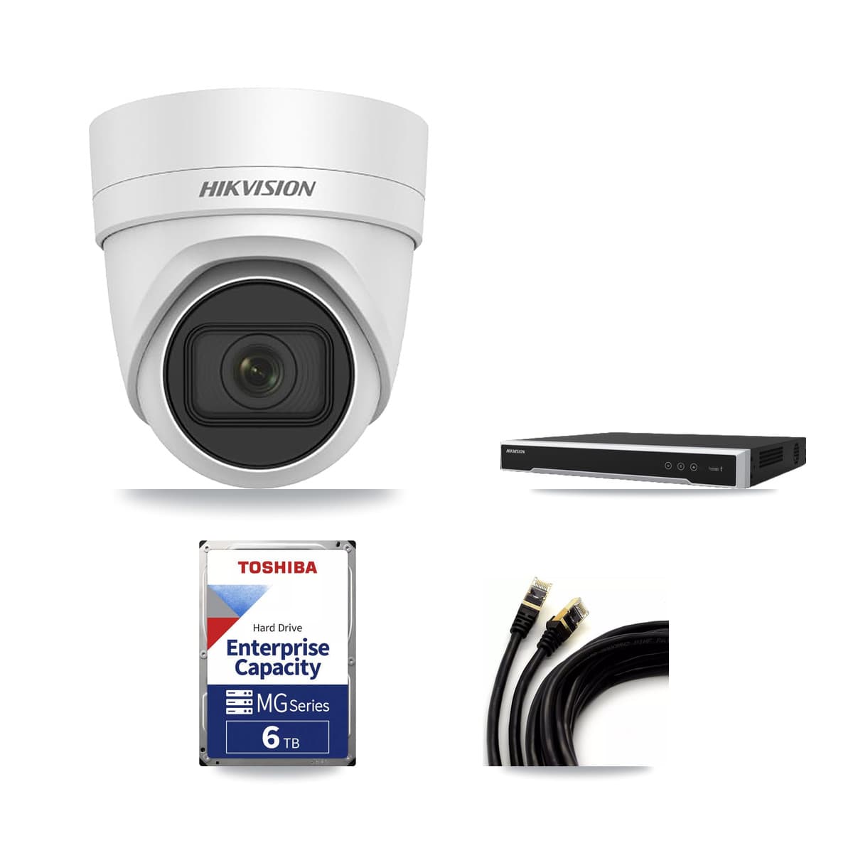 Hikvision 8-Channel 4MP CCTV Kit — 4 DS-2CD2H45FWD Turret Cameras + 6TB Recording