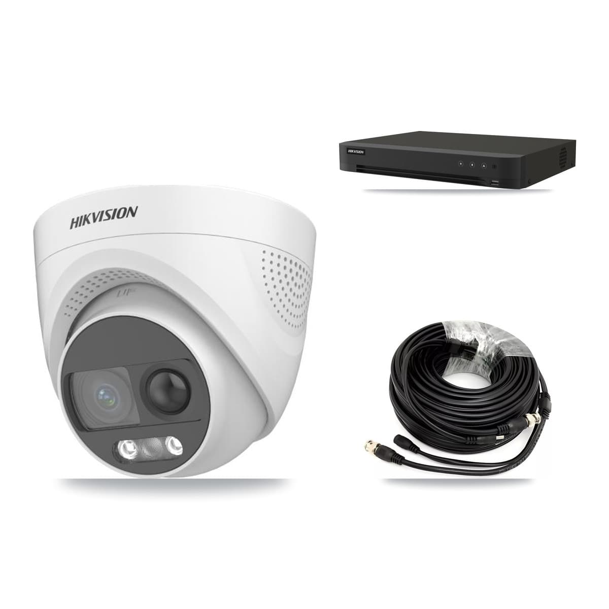 Hikvision 8-Channel 5MP CCTV Kit — 3 DS-2CE72KF3T-PIRXO Turret Cameras + 8TB Recording (IDS-7208HUHI-M1/XT Recorder)