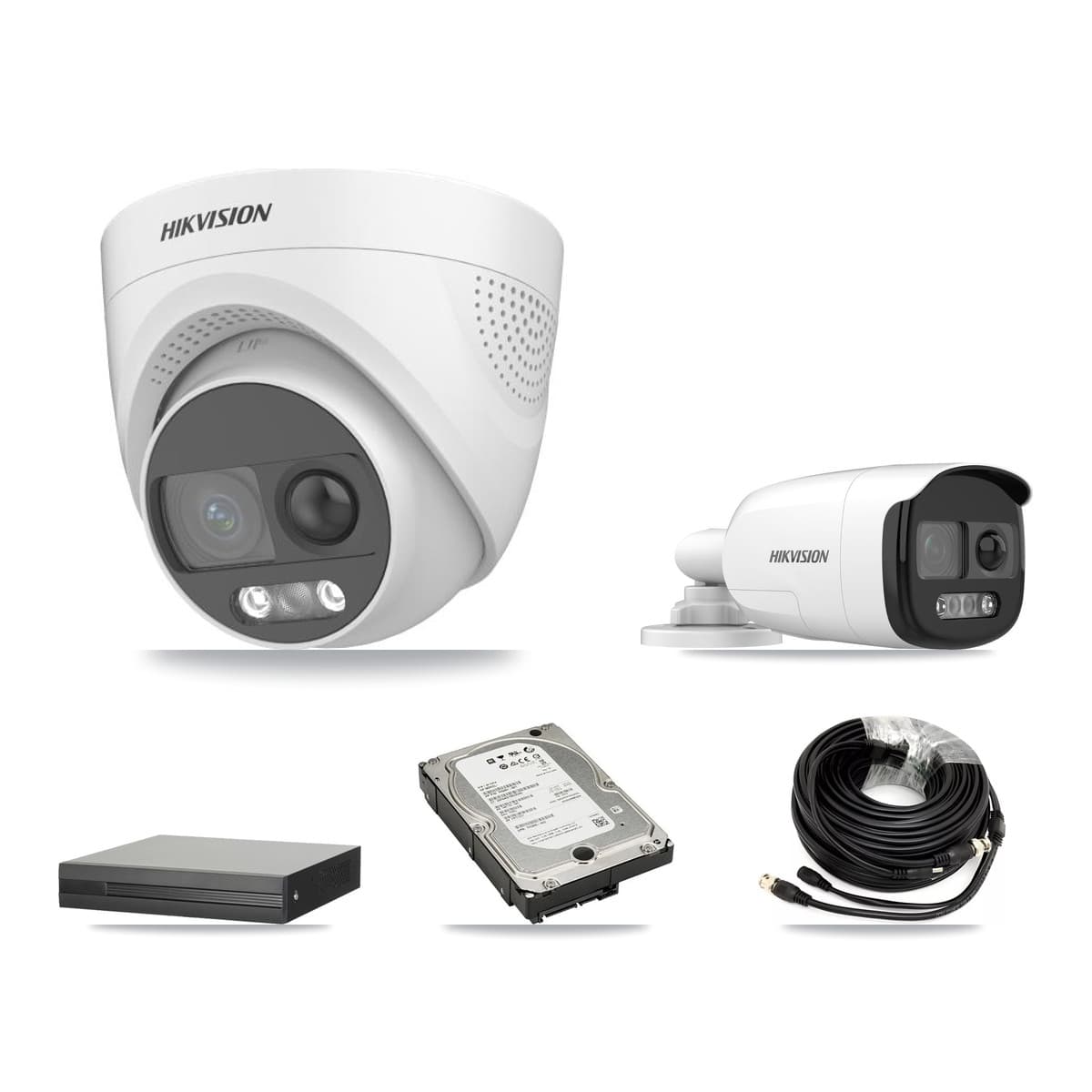 Hikvision 4-Channel 5MP CCTV Kit — 1 DS-2CE12KF3T Bullet + 3 DS-2CE72KF3T Turret Cameras + 5TB Recording (XVR-3104HS Recorder) - Image 1