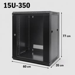 15U 19" Black Data Network Cabinet - Wall-Mount Server & Switch Rack
