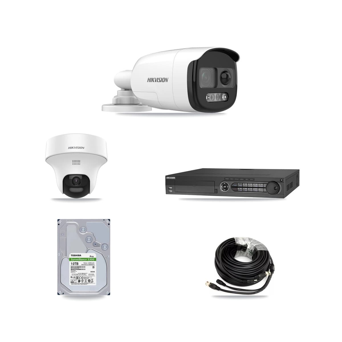 Hikvision 32-Channel 5MP CCTV Kit — 7 DS-2CE12KF3T Bullet + 1 DS-2CE70K0T Turret Cameras + 10TB Recording (DS-7332HQHI Recorder) - Image 1