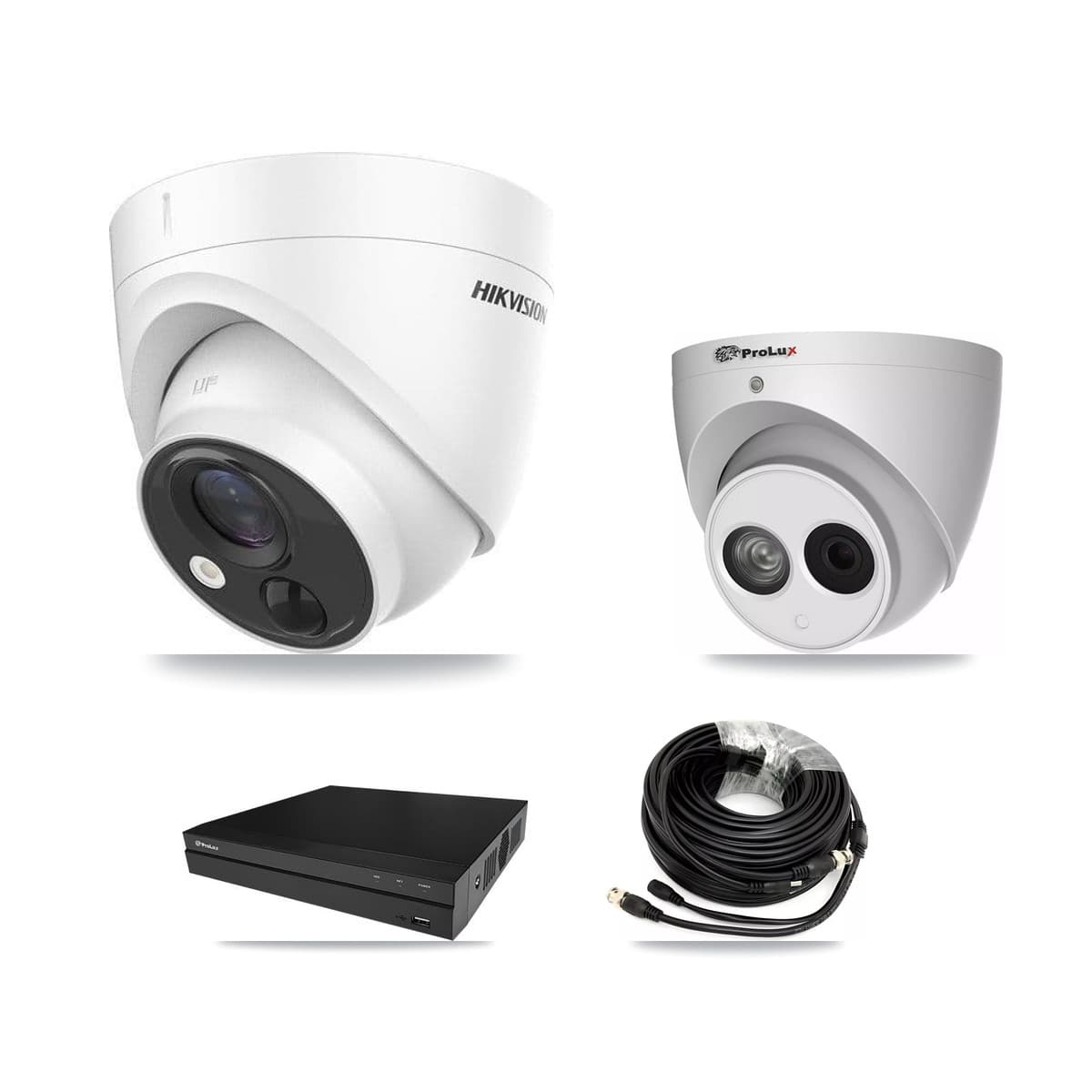 Hikvision & Prolux 8-Channel 4MP – 5MP CCTV Kit — 5 DS-2CE71H0T 5MP + 1 PXC-612C4W-A 4MP Turret Cameras + 8TB Recording (PXD-5208AN Recorder)