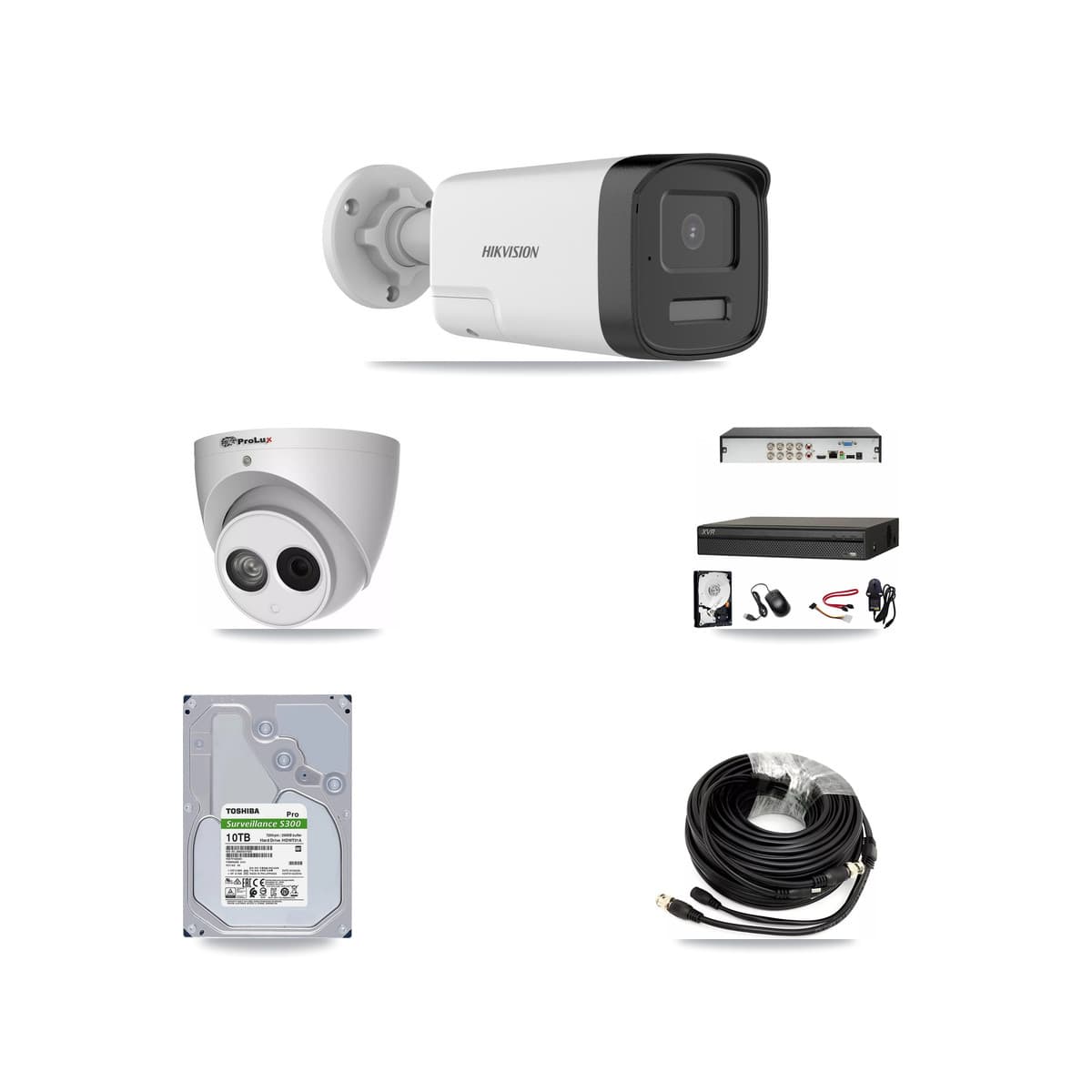8-Channel 4MP – 5MP CCTV Kit — 7 DS-2CE17K0T 5MP Bullet + 1 PXC-612C4W-A 4MP Turret Cameras + 10TB Recording (XVR-3108AD Recorder)