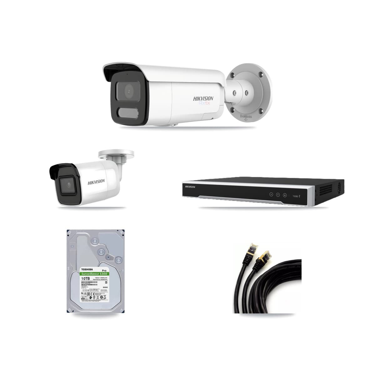 Hikvision 16-Channel 4K CCTV Kit — 1 DS-2CD2085G1 + 7 DS-2CD2T87G2H Bullet Cameras + 2× 10TB Recording