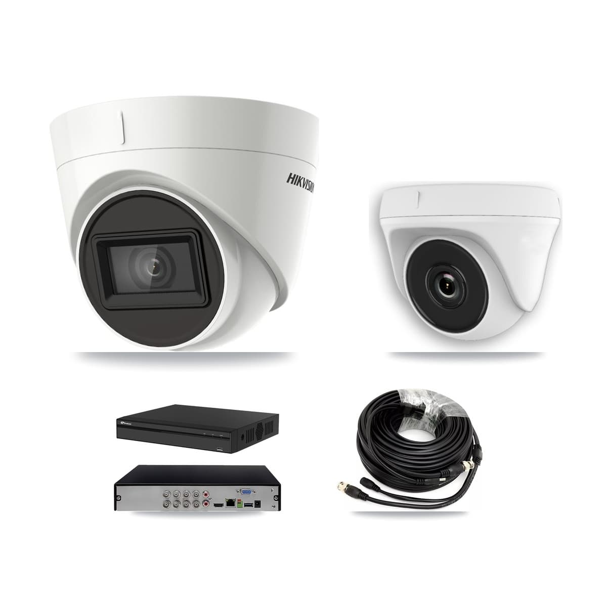 Hikvision & Prolux 8-Channel 2MP – 4K CCTV Kit — 3 DS-2CE78U1T 4K Turret + 1 White HDT-2MP-N20W 2MP Dome Cameras + 8TB Recording (PXD-5108HS Recorder) - Image 1