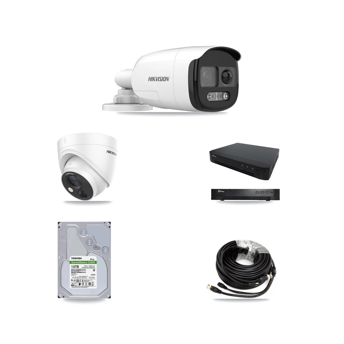 Hikvision & Prolux 16-Channel 5MP CCTV Kit — 4 DS-2CE12KF3T Bullet + 4 DS-2CE71H0T Turret Cameras + 10TB Recording - Image 1