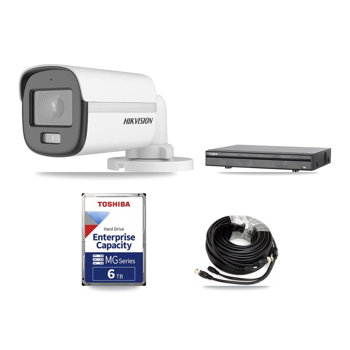 Hikvision & Dahua 8-Channel 5MP CCTV Kit — 5 DS-2CE12KF0T Bullet Cameras + 6TB Recording (DH-XVR5108H Recorder) - Image 1