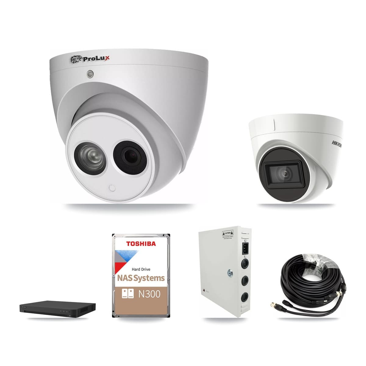 Hikvision & Prolux 16-Channel 4MP – 4K CCTV Kit — 1 DS-2CE78U1T 4K + 11 PXC-612C4W-A 4MP Turret Cameras + 18TB Recording