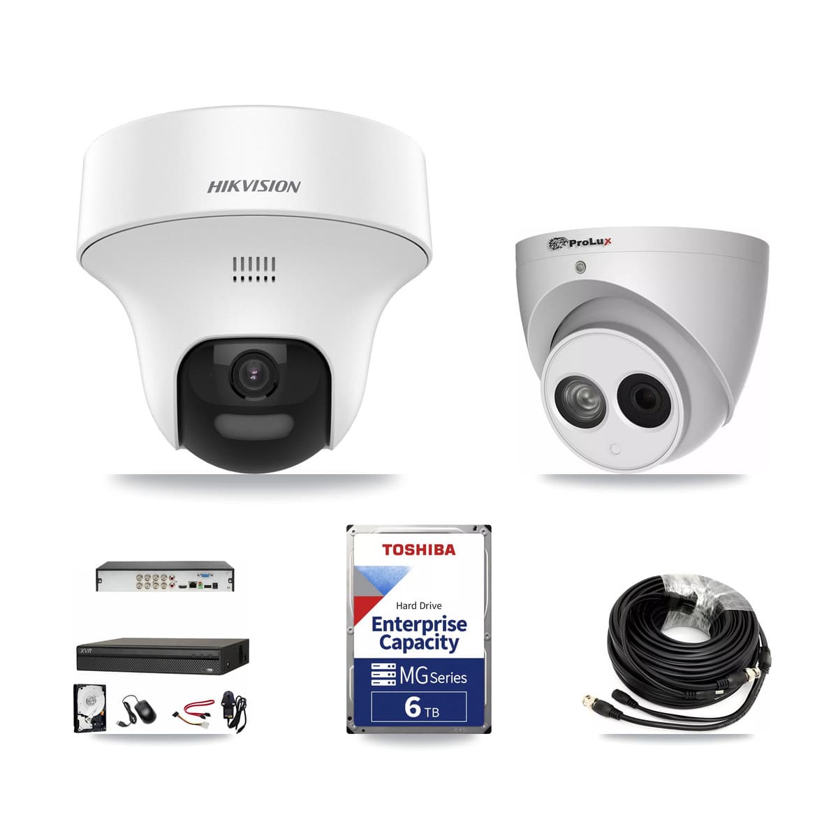 8-Channel 4MP – 5MP CCTV Kit — 4 DS-2CE70K0T 5MP + 1 PXC-612C4W-A 4MP Turret Cameras + 6TB Recording (XVR-3108AD Recorder) - Image 1