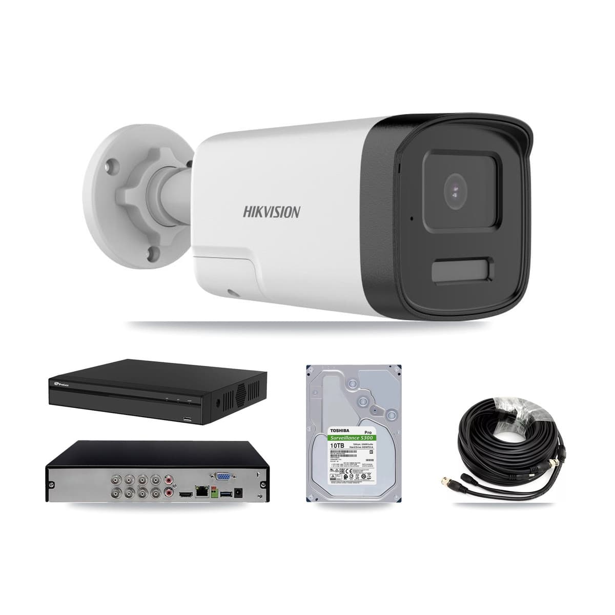 Hikvision & Prolux 8-Channel 5MP CCTV Kit — 7 DS-2CE17K0T Bullet Cameras + 10TB Recording (PXD-5108HS Recorder) - Image 1