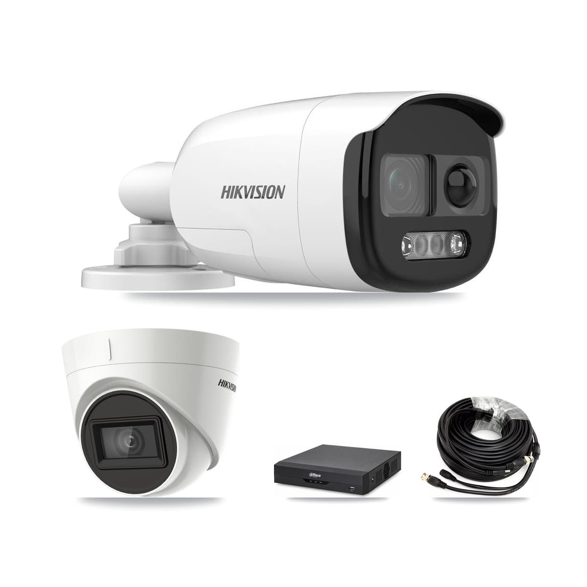 Hikvision & Dahua 4-Channel 5MP – 4K CCTV Kit — 2 DS-2CE12KF3T 5MP Bullet + 2 DS-2CE78U1T 4K Turret Cameras + 8TB Recording - Image 1