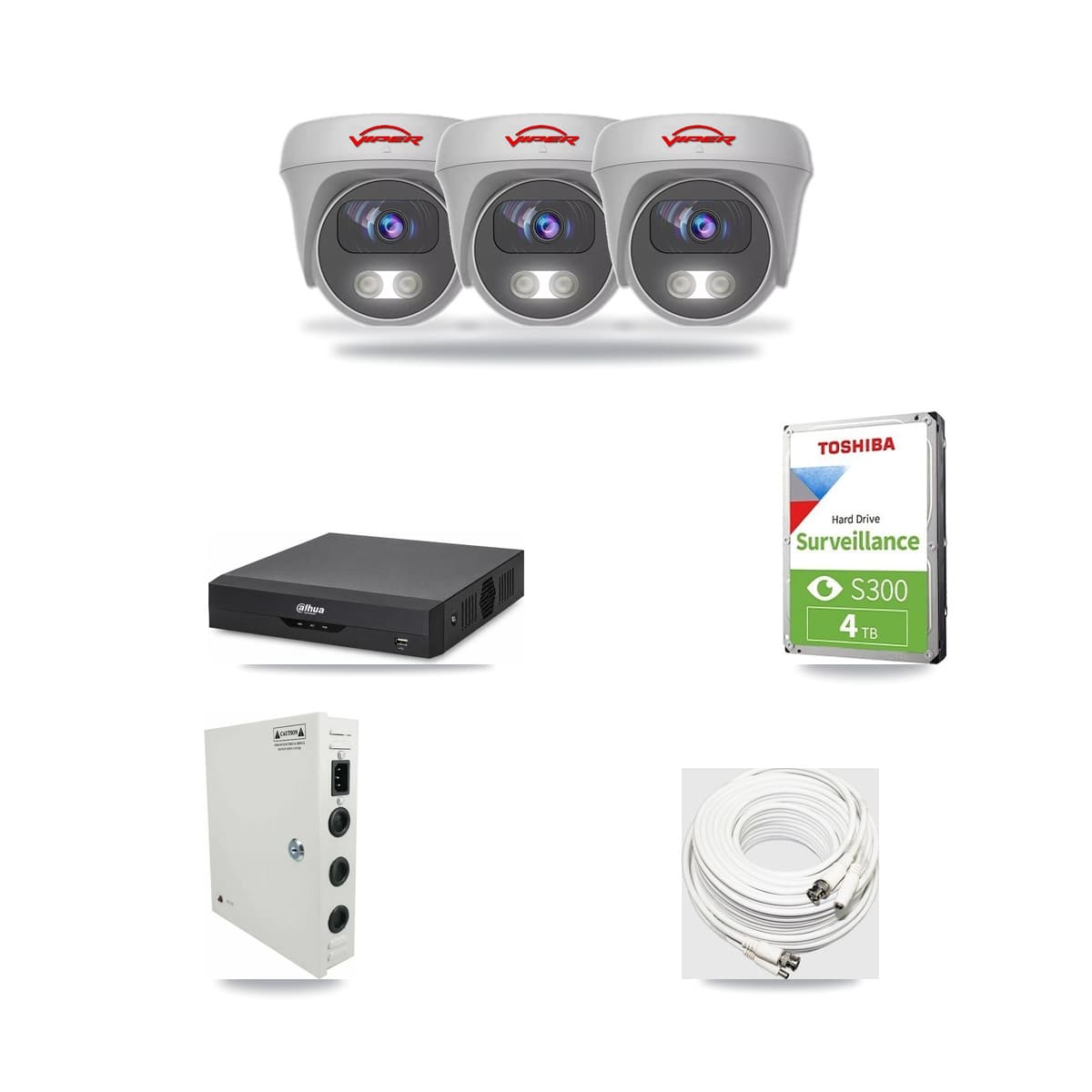 Viper & Dahua 4-Channel 5MP CCTV Kit — 3 Cameras + 4TB Recording - Image 1