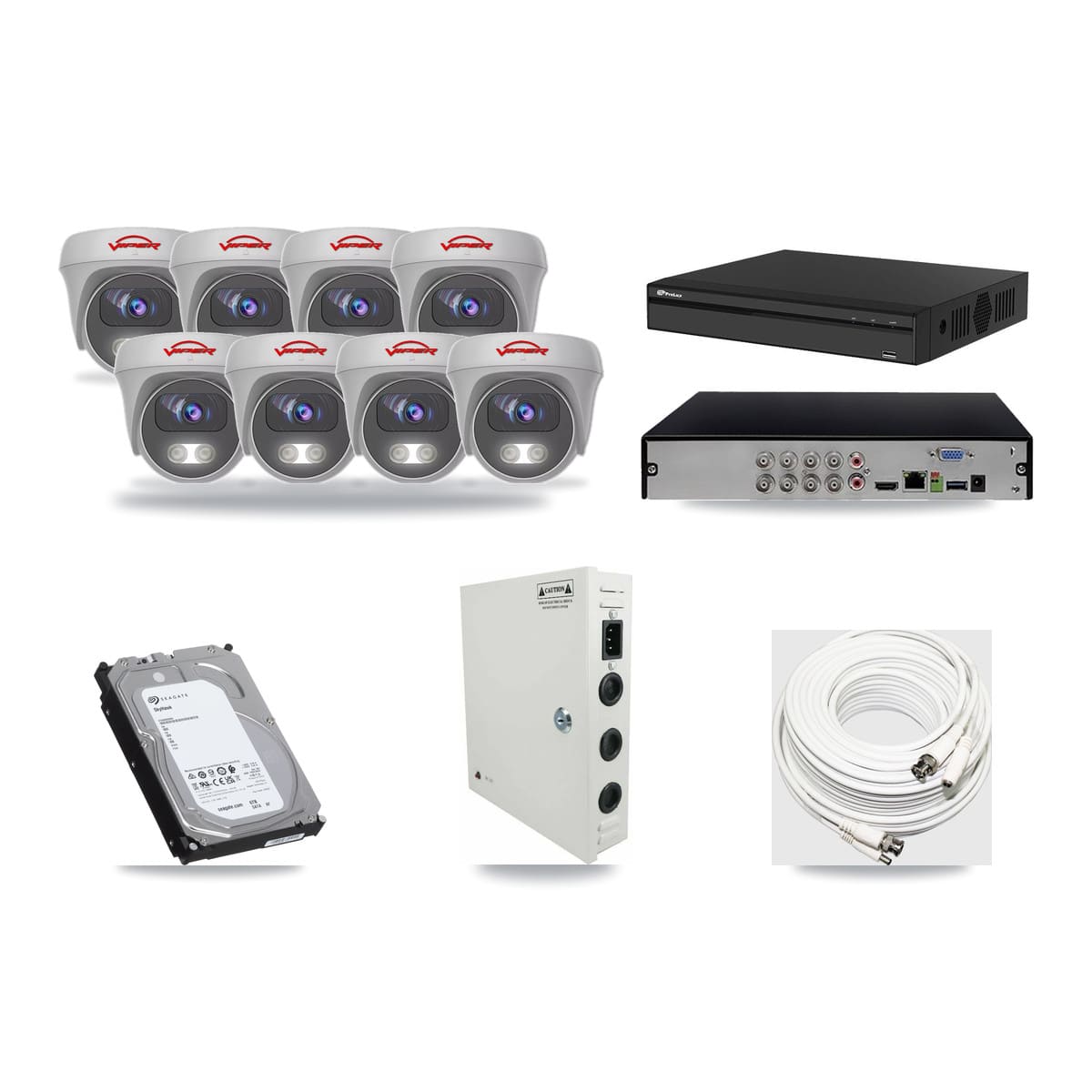 Prolux 8-channel CCTV kit: 8 cameras (8× 5MP Camera), 6TB hard drive